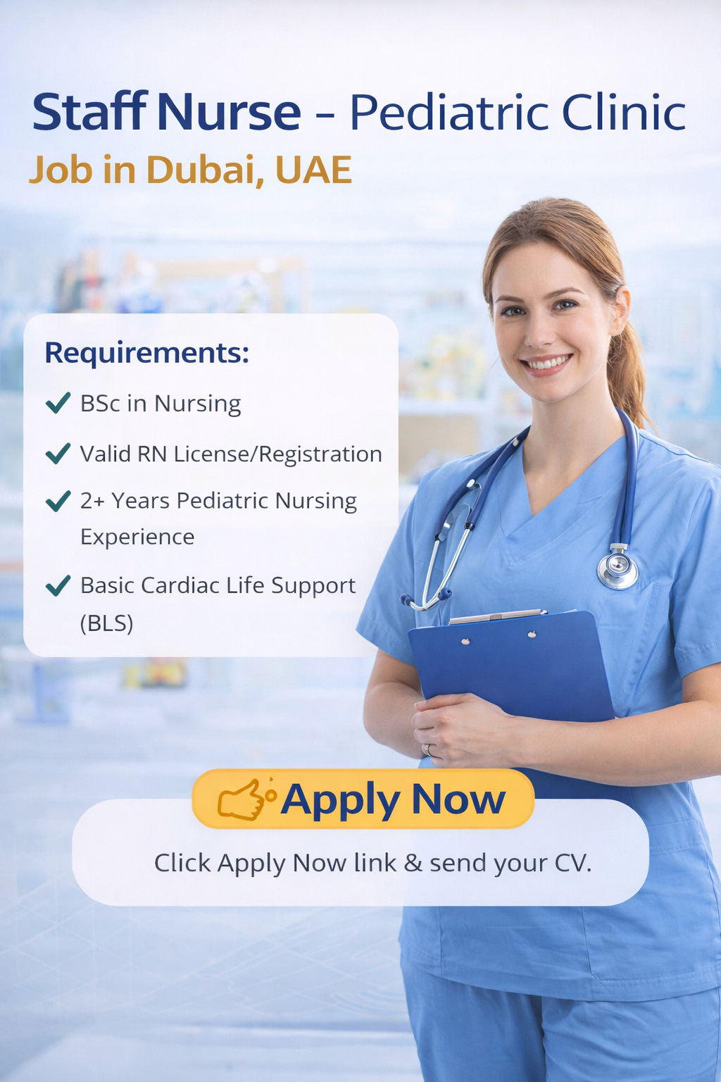 Staff Nurse – Pediatric Clinic Job in Dubai (UAE) | Apply Now (2026