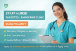 American Hospital Dubai is hiring for Staff Nurse – Diabetes / Endocrine Clinic. Job Highlights: ✅ Position: Staff Nurse – Diabetes / Endocrine Clinic ✅ Location: Dubai, UAE ✅ Employer: American Hospital Dubai ✅ Qualification: Bachelor’s Degree in Nursing ✅ Job Type: Full Time 📅 Apply Before: 14 March 2026 Role Overview: The position involves direct patient care, diabetic patient management, Point-of-Care (POC) testing, HbA1c & ketone monitoring, and patient education. Excellent opportunity for nurses seeking premium hospital careers in Dubai.