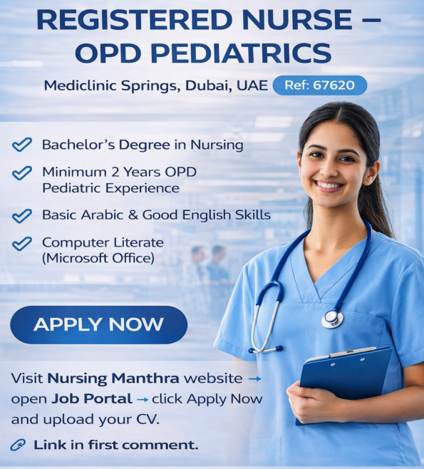 Registered Nurse OPD Pediatrics Job in Dubai | Mediclinic Springs